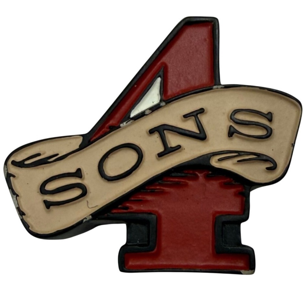 4 Sons Red Cream Black Graphic Emblem Decorative Accessory